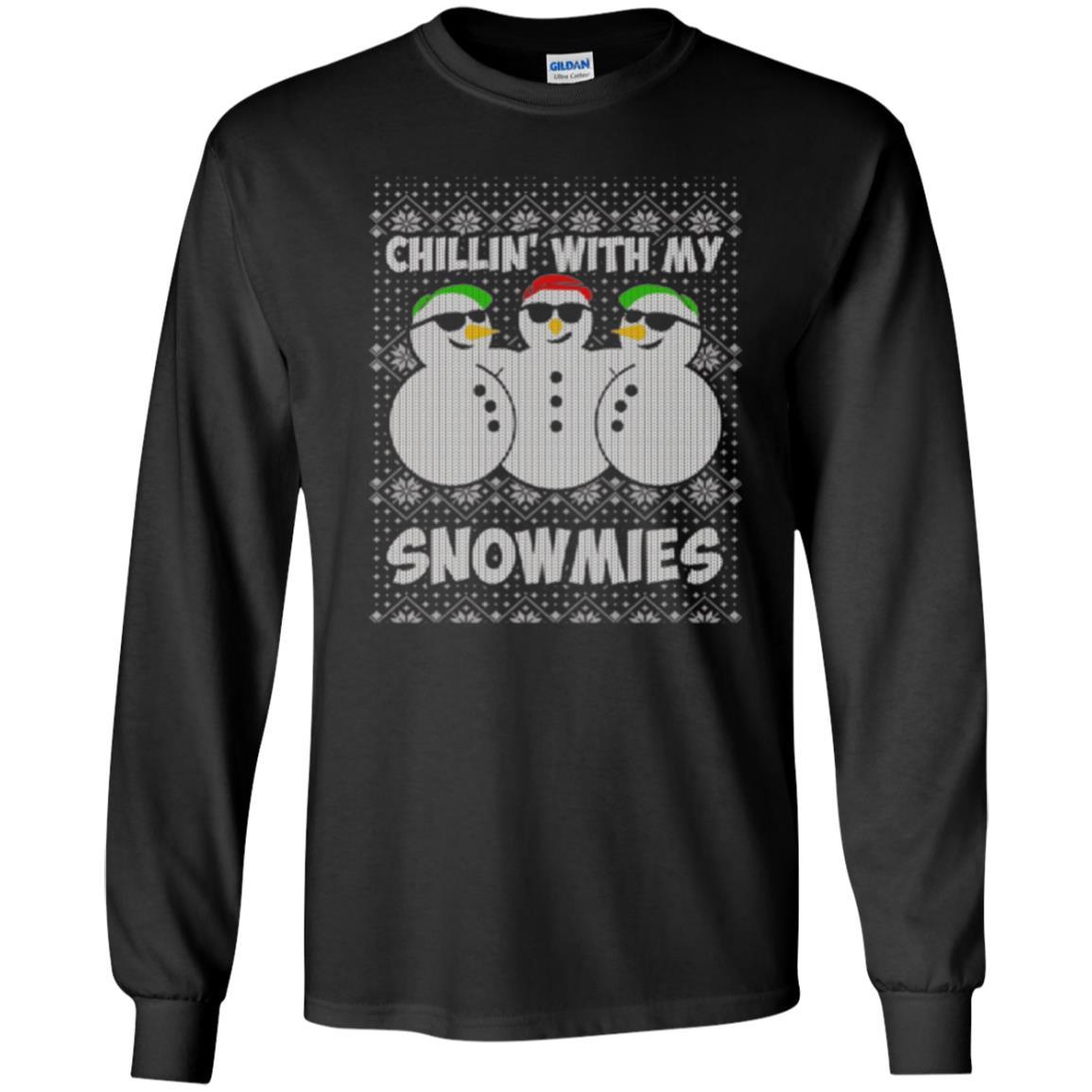 Christmas T-shirt Chillin With My Snowmies Black