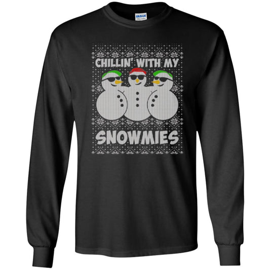 Christmas T-shirt Chillin With My Snowmies Black
