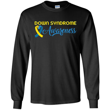 Yellow And Blue Ribbons Down Syndrome Awareness T-shirt Black