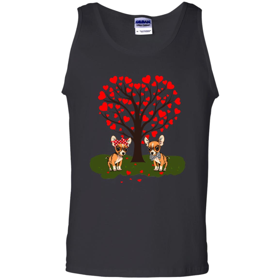 Valentine Chihuahua Couple Heart Tree ShirtG220 Gildan 100% Cotton Tank Top