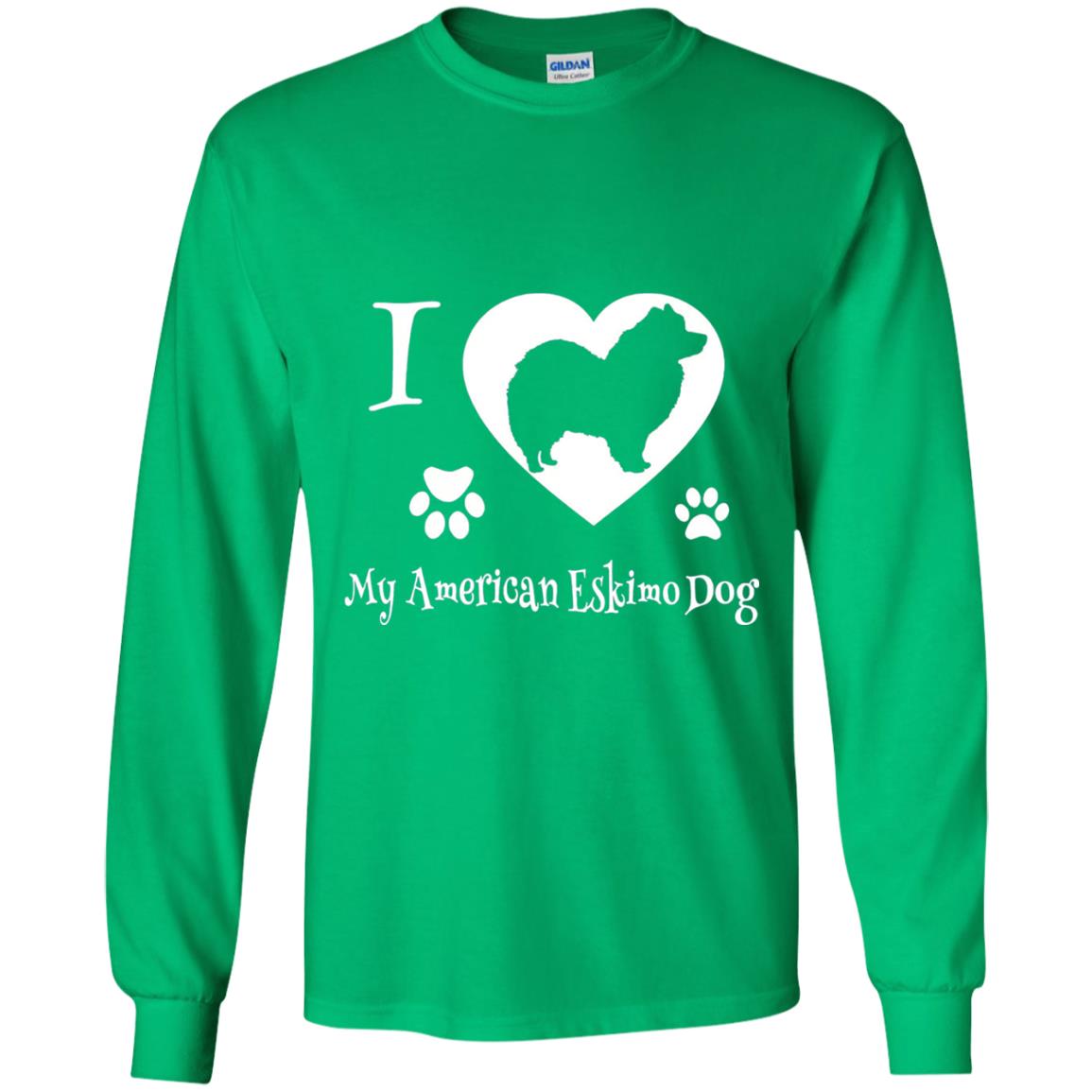 Dog Lover T-shirt I Love My American Eskimo Dog Irish Green