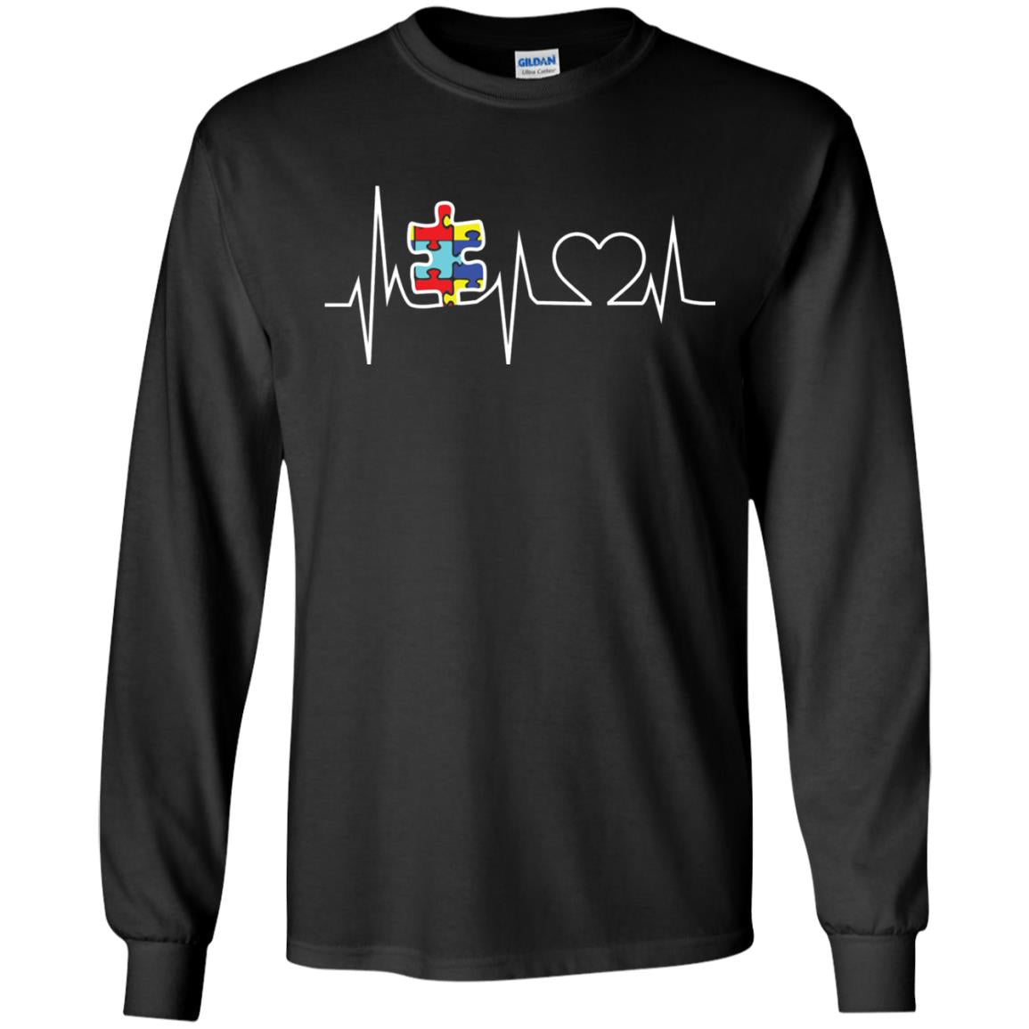 Autism Puzzle Heartbeat Autism Awareness Shirt Black