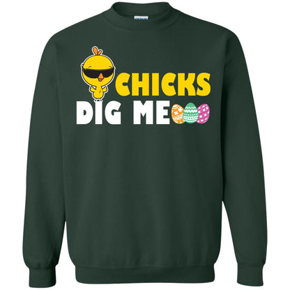 Chicks Dig Me Funny Chicken Shirt For Easter Day Forest Green