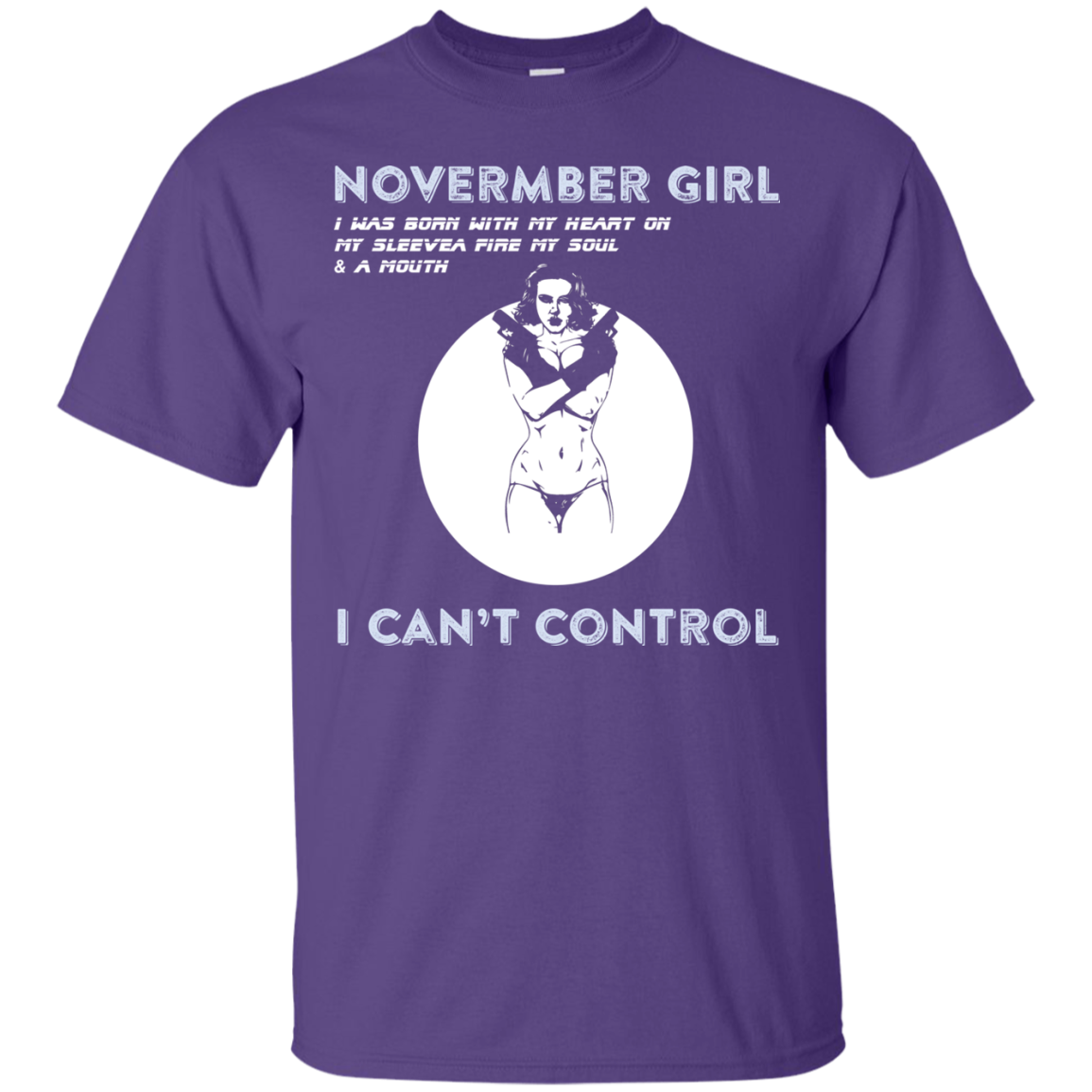 November Girl I Was Born With My Heart T-shirt Purple