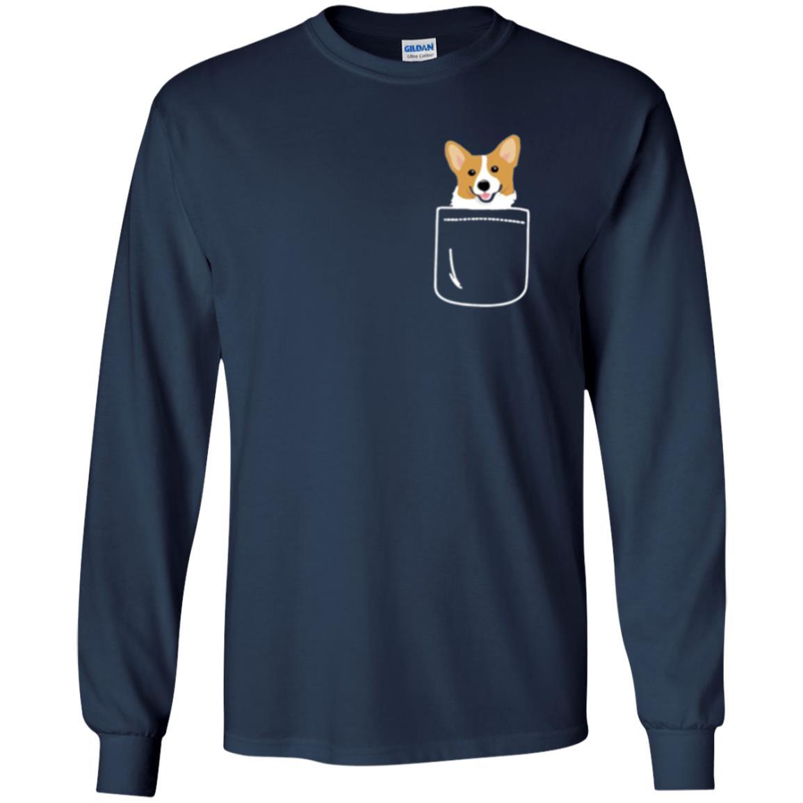 Puppy Dog Lover T-shirt Corgi In Your Front Pocket Navy