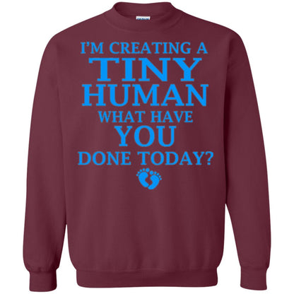 Funny Maternity Shirt Creating Tiny Human Blue Maroon