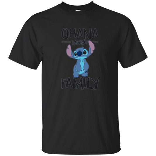 Disney Stitch T-shirt Ohana Means Family Black
