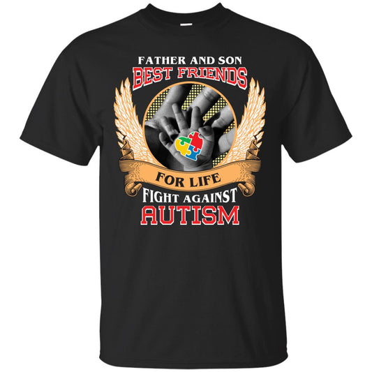 Autism Awareness T-shirt Father And Son Best Friends Black