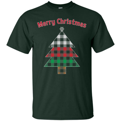 Unique Buffalo Plaid Tree Christmas Matching Pajama T-shirt Forest Green
