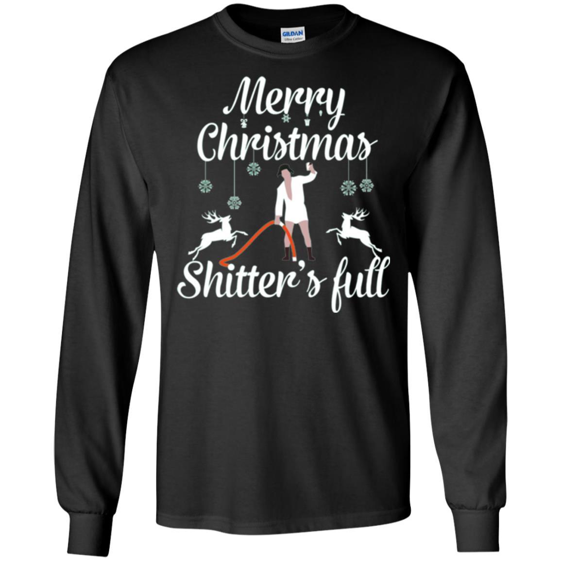 Christmas T-shirt Reindeer Merry Christmas Shitter's Full Black