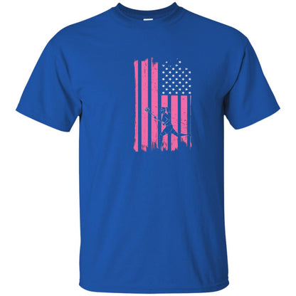 Girls Lacrosse Distressed American Flag Lacrosse Lover T-shirt Royal