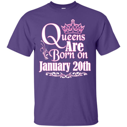 Queens Are Born On January 20th Birthday T-shirt Purple