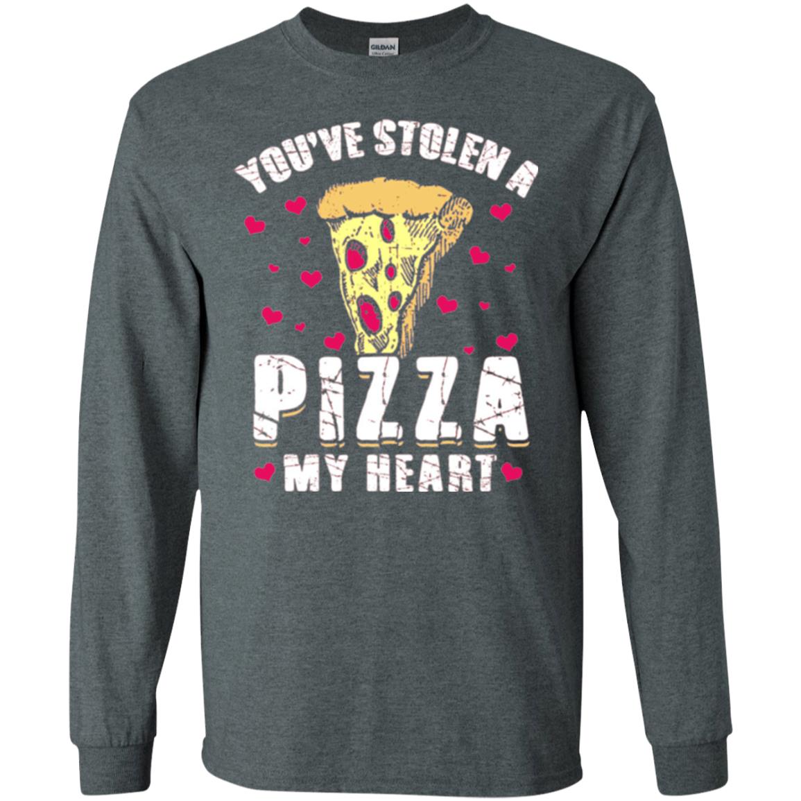 Funny Valentines Day Shirt Food Gift You_ve Stolen Pizza My Heart Dark Heather