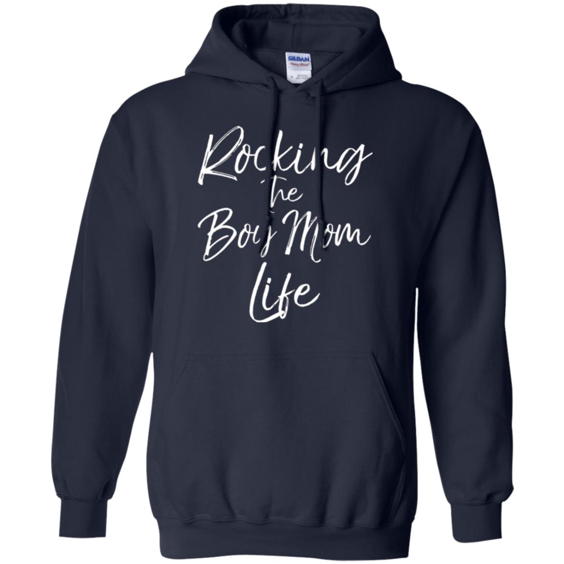 Mom T-shirt Rocking The Boy Mom Life Navy