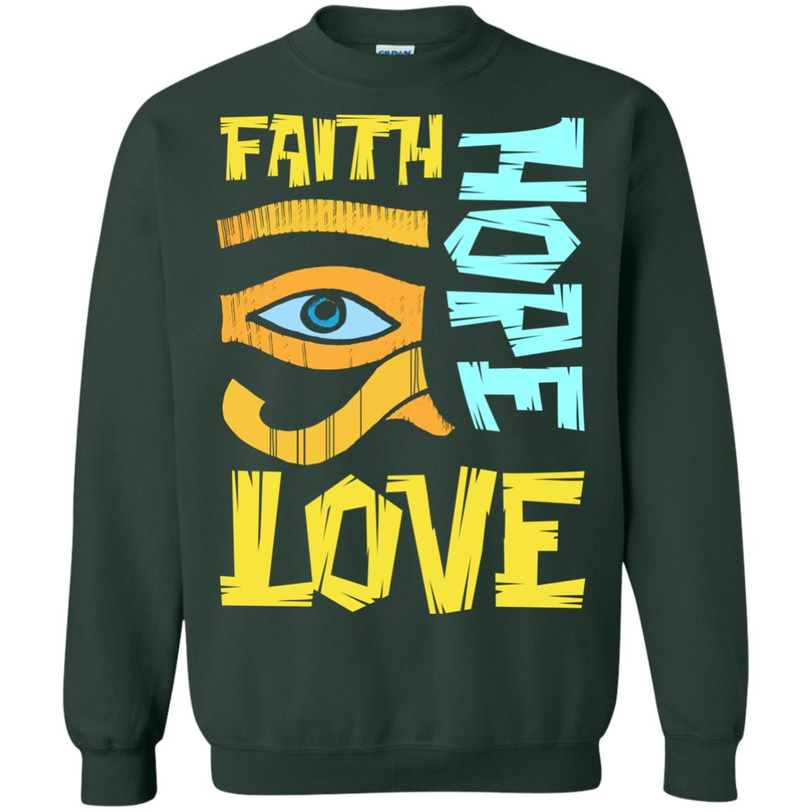 Faith Hope Love Christian T-shirt Forest Green