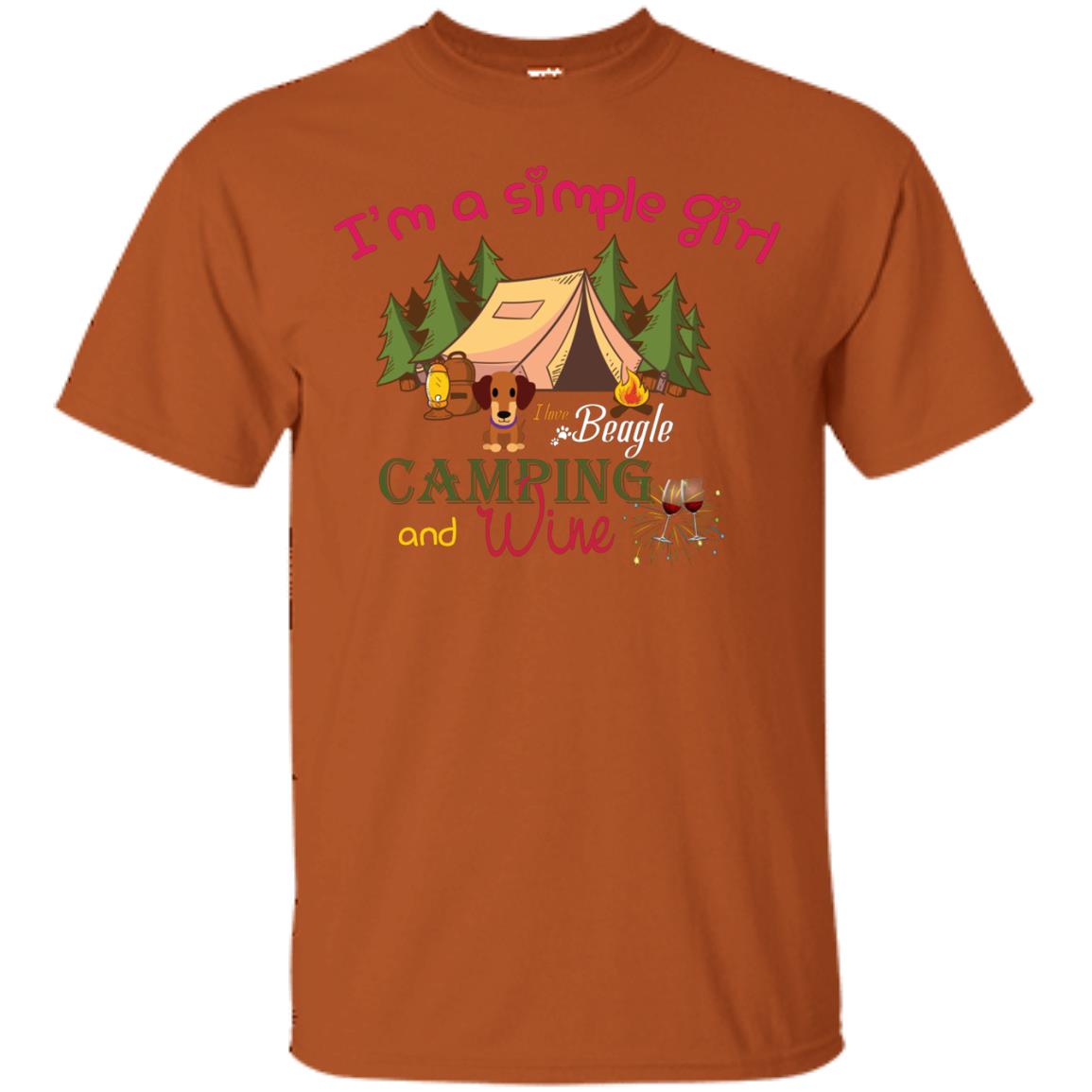 I’m A Simple Girl I Love Beagle Camping And Wine Shirt Texas Orange