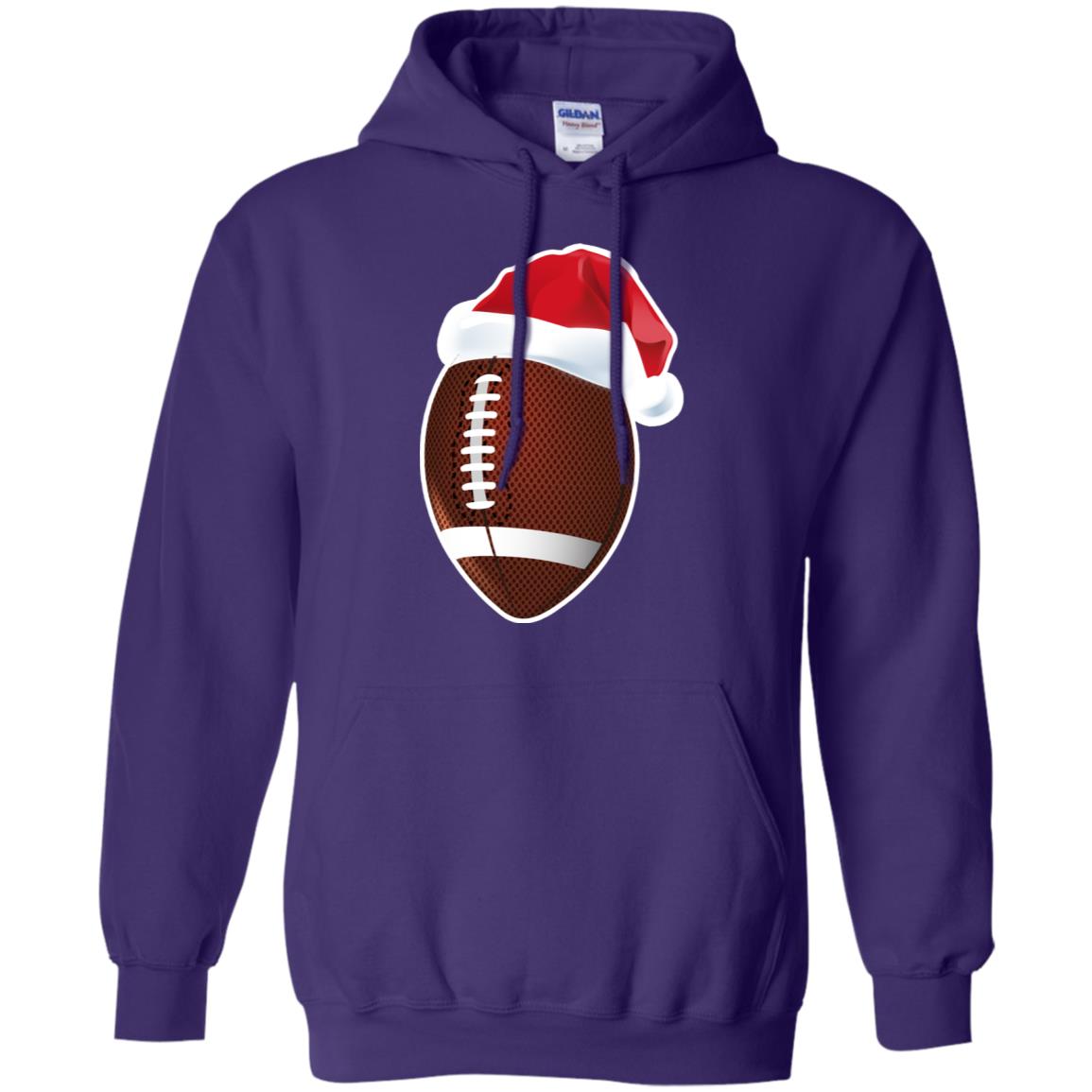 Football With Santa Claus Hat X-mas Shirt For Football Lovers Purple