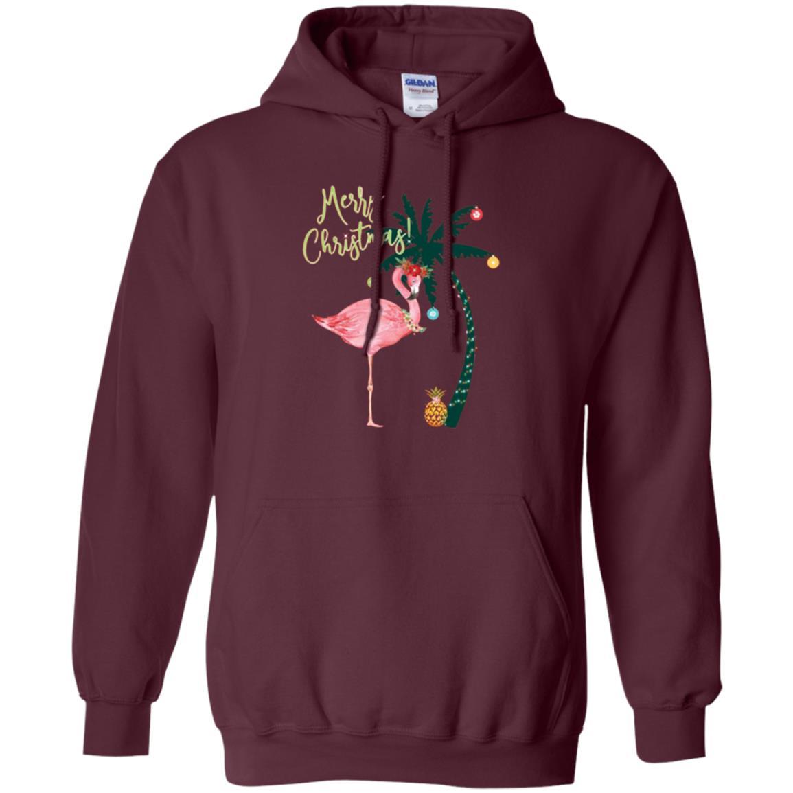 Christmas T-shirt Flamingo Merry Christmas Maroon