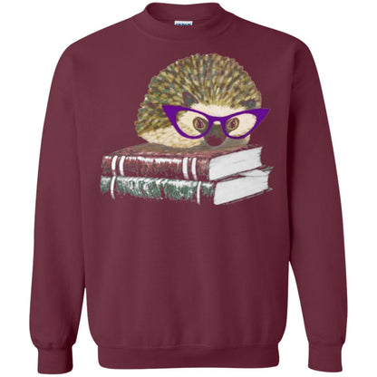 Adorable Hedgehog Book Nerd Gift Shirt Maroon