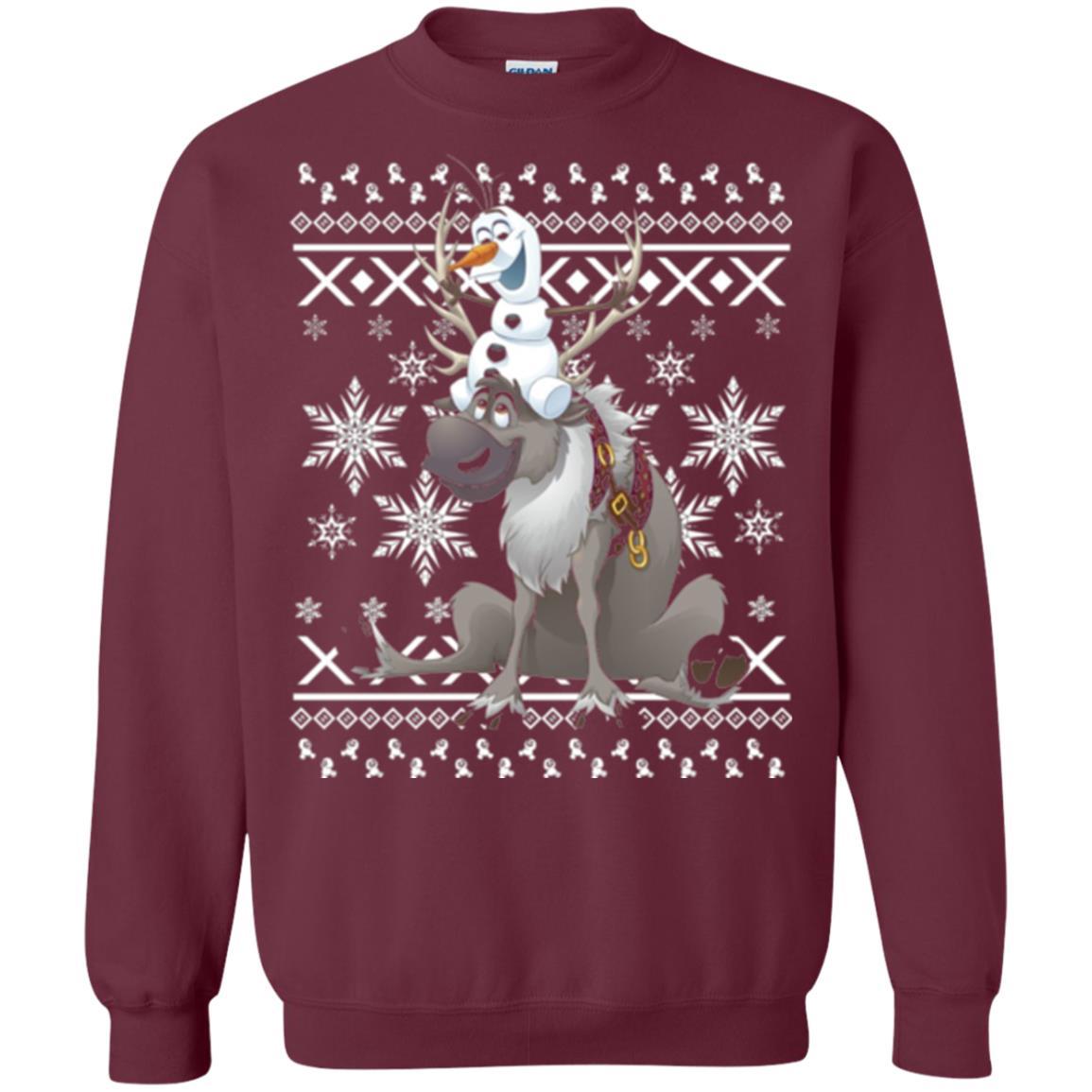 Film T-shirt Frozen Olaf Sven Riding Antler Maroon