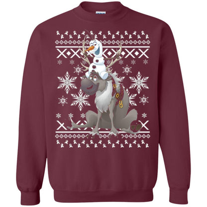 Film T-shirt Frozen Olaf Sven Riding Antler Maroon