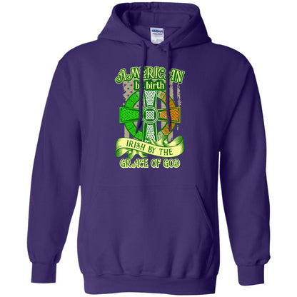 American By Birth Irish By The Grace Of God Shirt Saint Patrick_s Day Purple