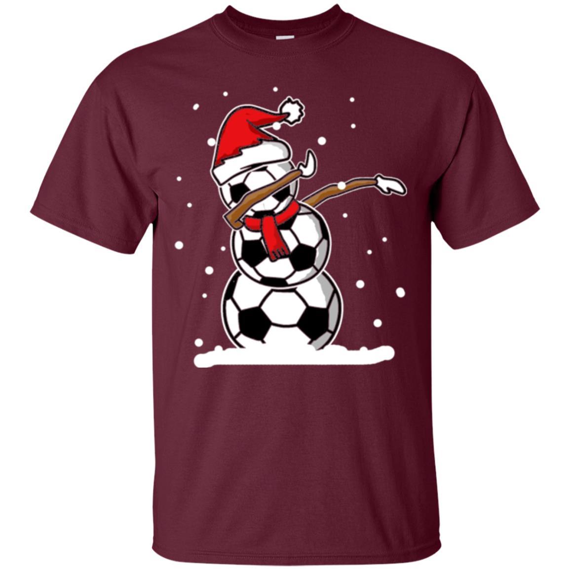 Christmas T-shirt Dabbing Snowman Soccer Maroon