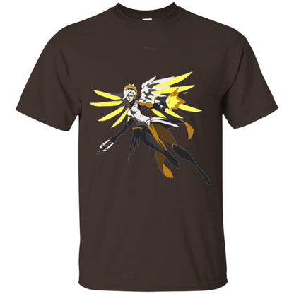 Overwatch Mercy Battle Ready Spray T-shirt Dark Chocolate