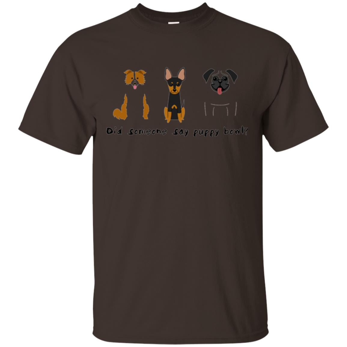 Puppy Bowl Football Funny Dog T-shirt Dark Chocolate