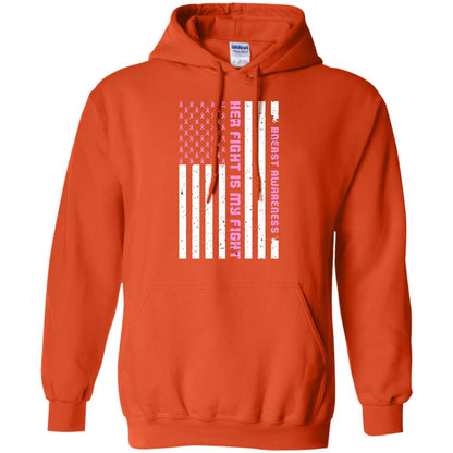 Breast Awareness His Fight Is My Fight Pink Ribbon Stars Flag Of Usa Shirt Orange