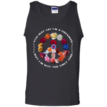 You May Say I_m A Dreamer But I_m Not The Only One Floral Peace Sign Shirt Black