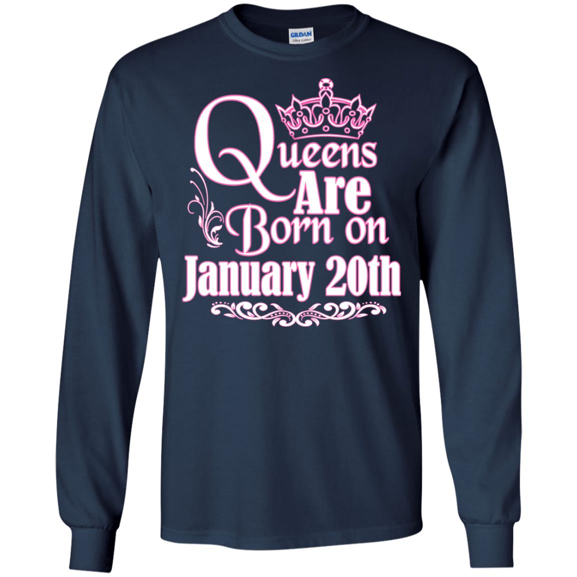 Queens Are Born On January 20th Birthday T-shirt Navy