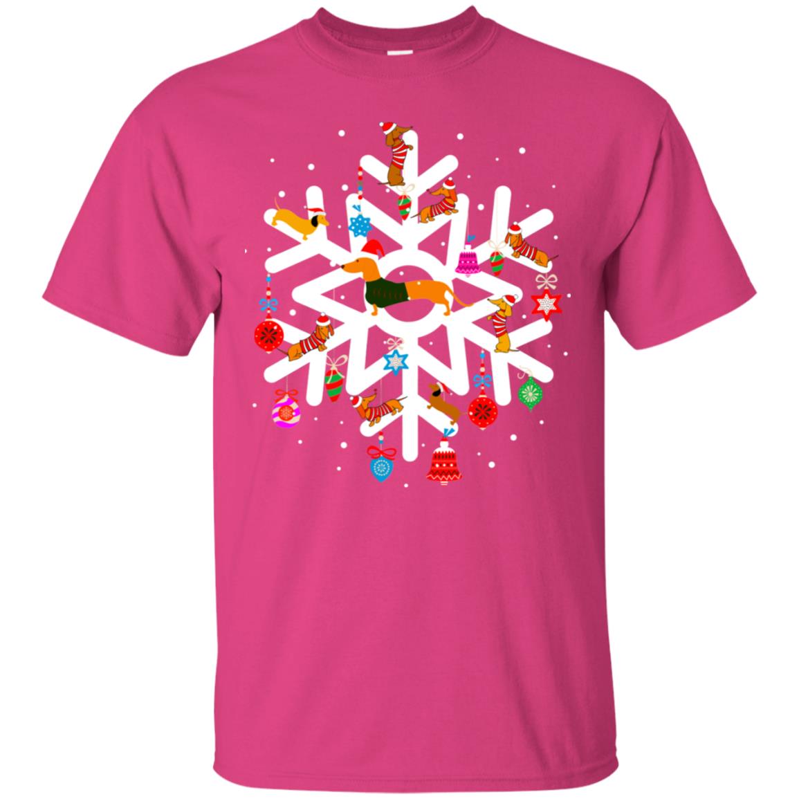 Winter Snow Flower Decorating Bauble And Dachshund X-mas Gift Shirt Heliconia