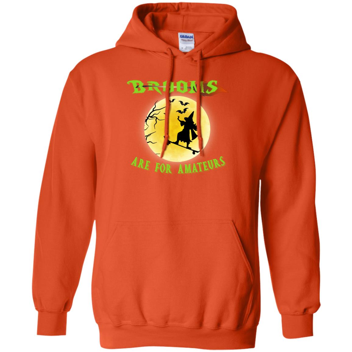 Brooms Are For Amateurs Witches Ride Skateboard Funny Halloween Shirt Orange