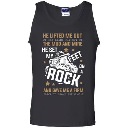 Christian T-shirt He Lifted Me Out Of The Slimy Pit Out Of The Mud And Black