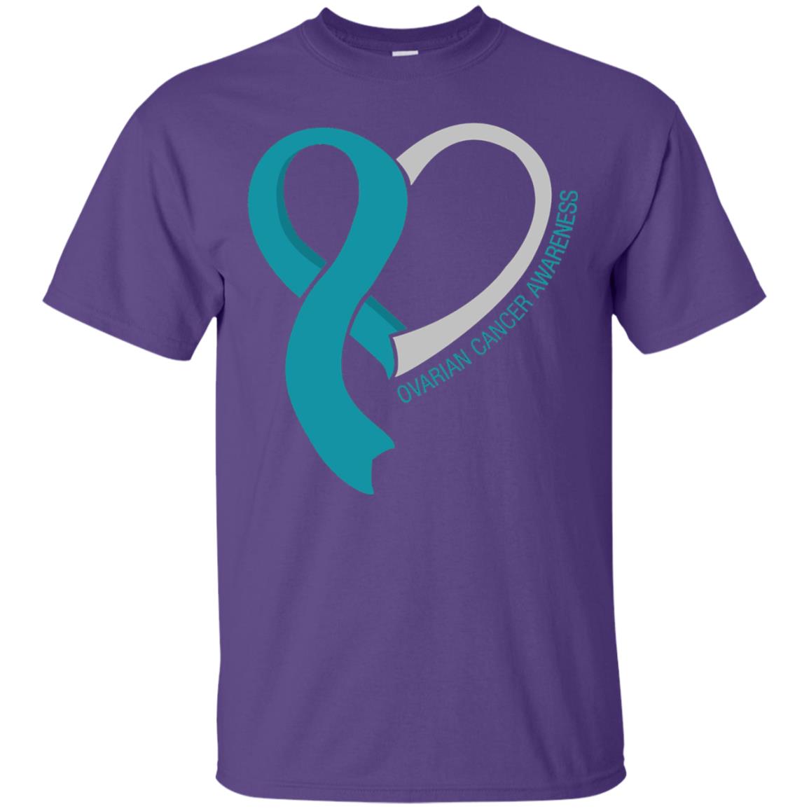 Ovarian Cancer Teal Heart Ribbon Awareness Ovarian Cancer T-shirt Purple