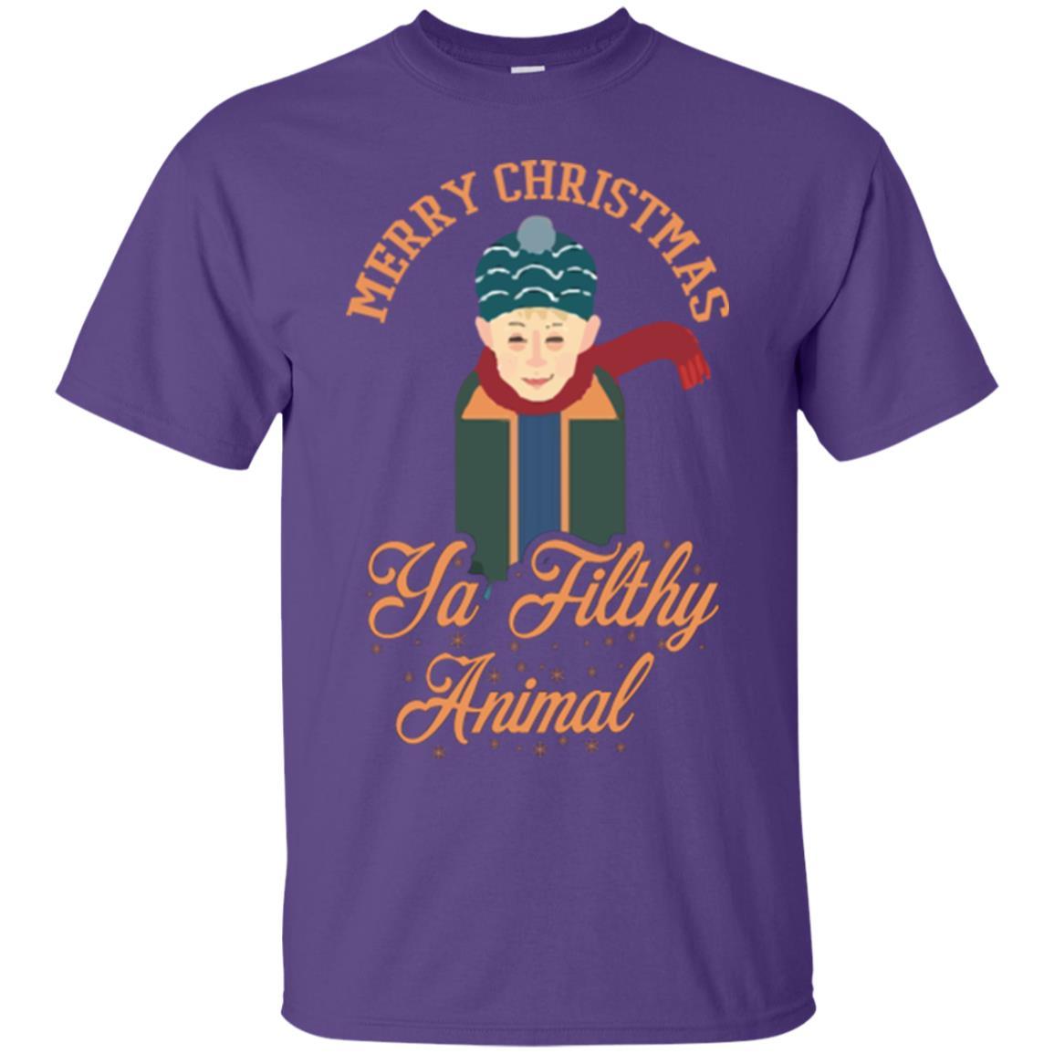 Christmas T-shirt Merry Christmas Ya Filthy Animal Purple