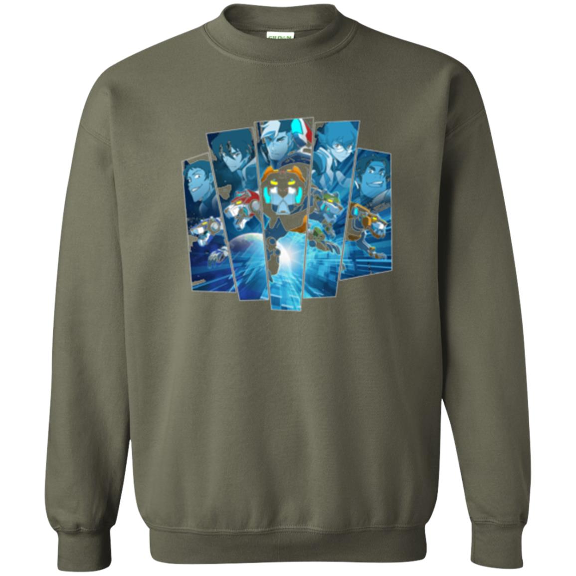 Voltron Legendary Defender 5 Lions In Blue Hue T-shirt Military Green