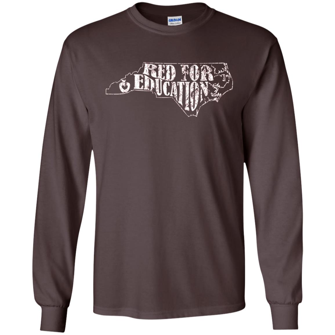 Distressed North Carolina Nc Red For Educator Shirt Dark Chocolate