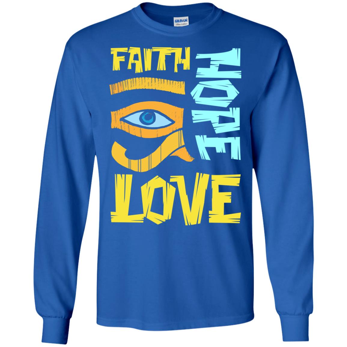 Faith Hope Love Christian T-shirt Royal