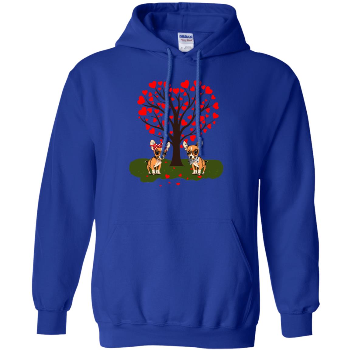 Valentine Chihuahua Couple Heart Tree Shirt Royal