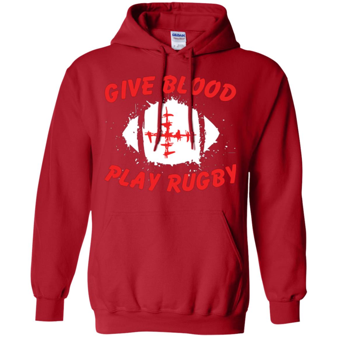 Football Lover T-shirt Give Blood Play Rugby Red