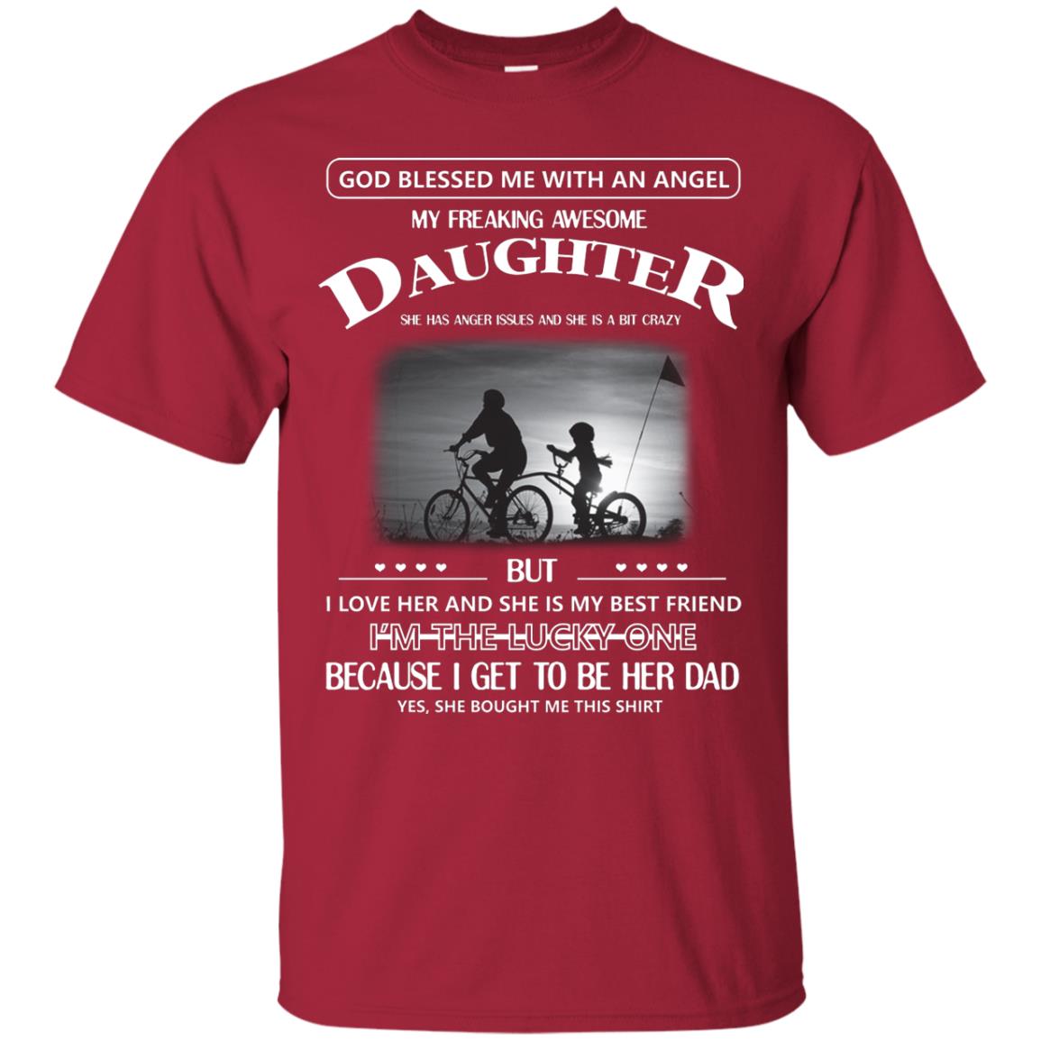God Blessed Me With An Angle My Freaking Awesome Daughter Shirt Cardinal