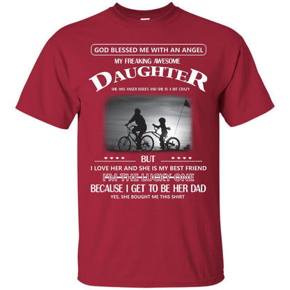 God Blessed Me With An Angle My Freaking Awesome Daughter Shirt Cardinal