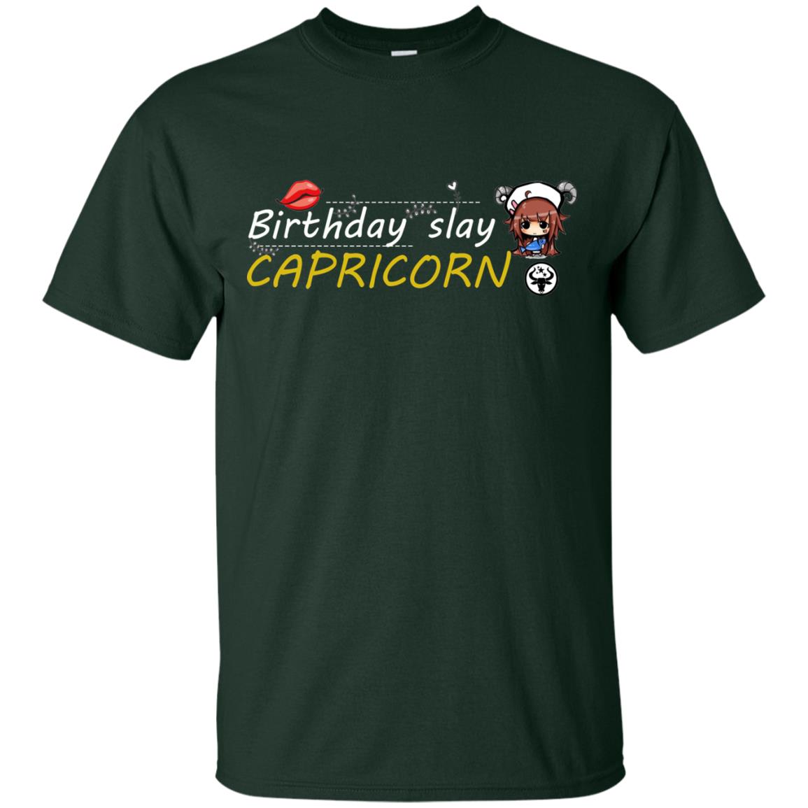 Cute Capricorn Girl Birthday Lip Slay T-shirt Forest