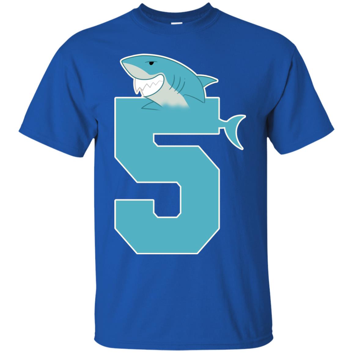 5th Birthday Shark Party Shirt Royal