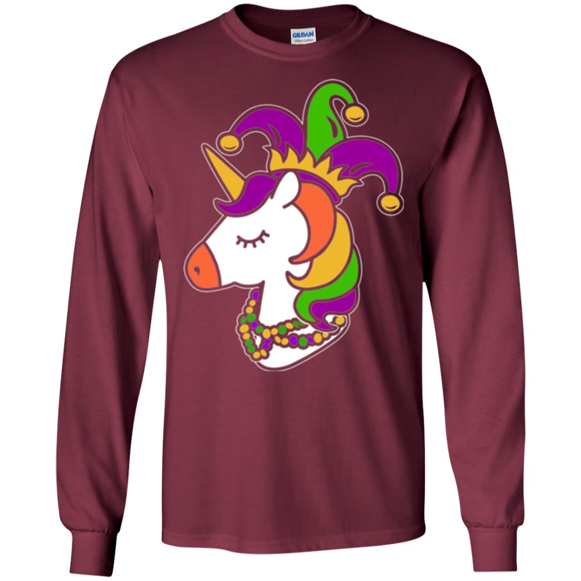 Mardi Gras Unicorn T-shirt Maroon