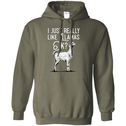 Alpaca T-shirt I Just Really Like Llamas Ok Military Green