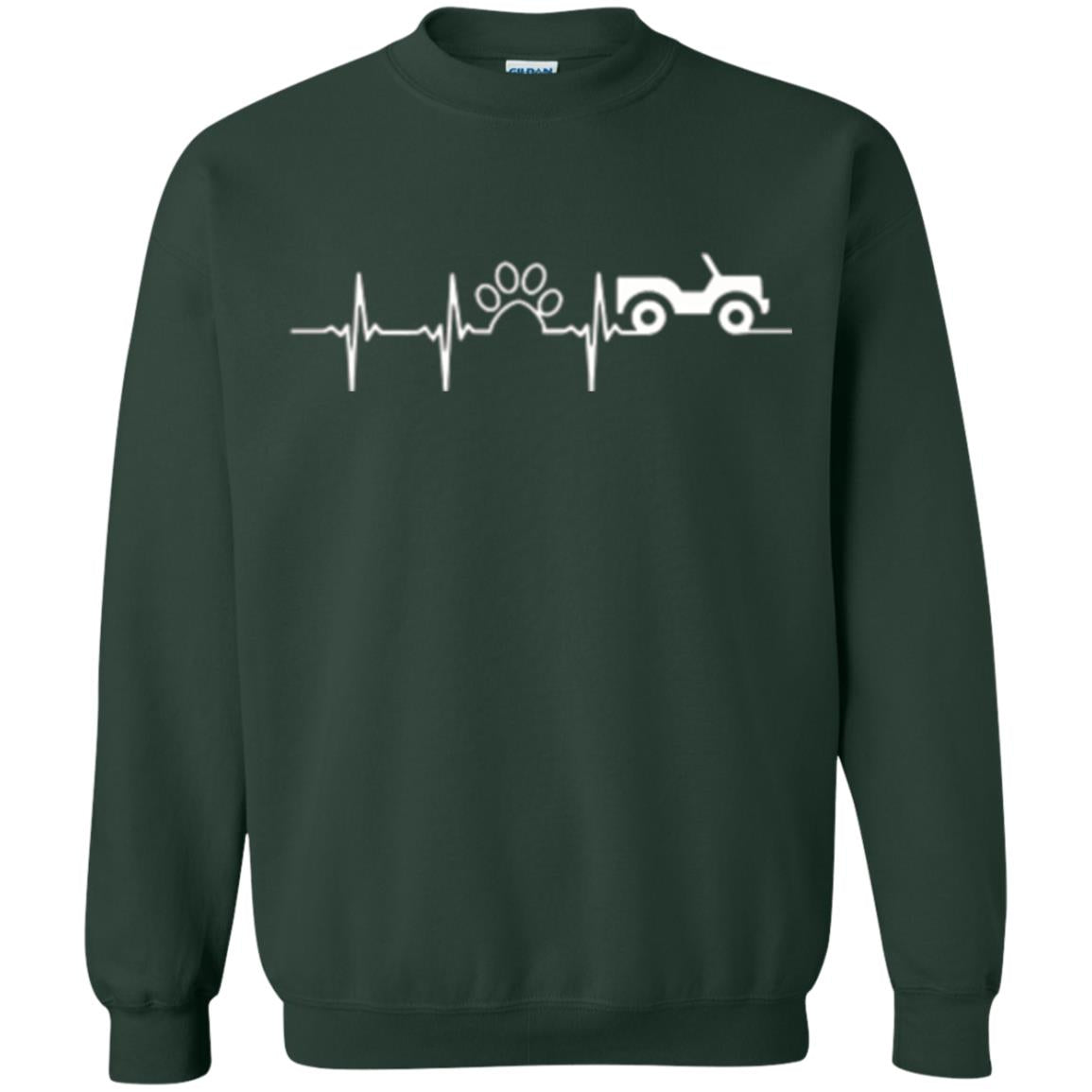 Cat Lovers T-shirt Jeep And Paw Heartbeat Forest Green