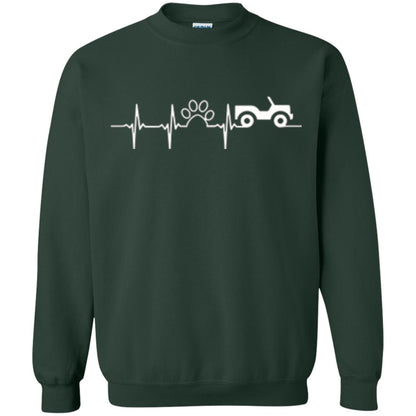 Cat Lovers T-shirt Jeep And Paw Heartbeat Forest Green